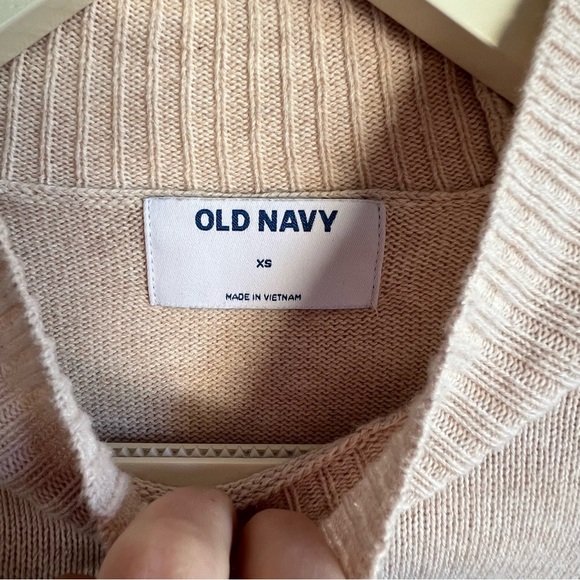 Minimalist Oatmeal Mock Neck Cotton Sweater Size XS Ribbed Neutral Capsule Knit - Picture 6 of 12